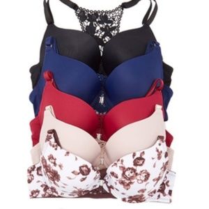 Youmita Bundle of 5 Floral Lace Racerback Plunge Bras